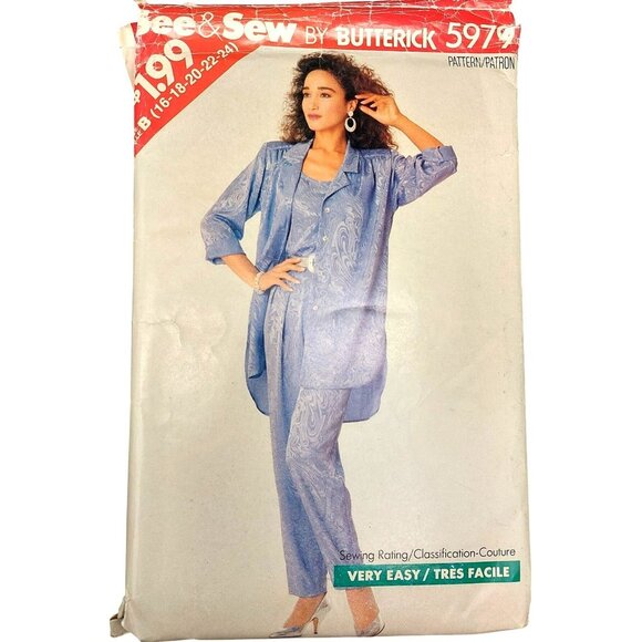 Butterick 5979 Vintage Sewing Pattern Misses Loose-Fitting Jacket Top & Pants Pl - Picture 1 of 3